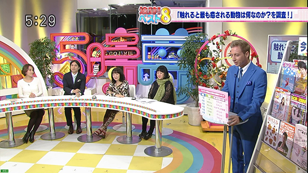 TOKYO MX「5時に夢中!」〜動物別“癒され効果”を脳波で検証〜17 TOKYO MX「5時に夢中!」〜動物別“癒され効果”を脳波で検証〜17