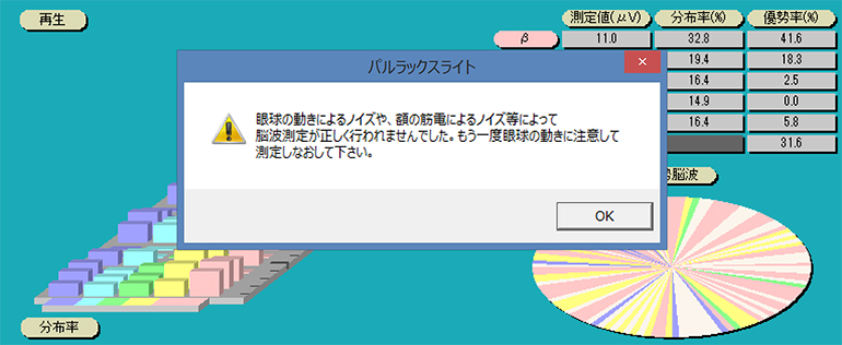 脳波解析PCソフト「パルラックス・ライト」のアーチファクトが原因のエラー表示