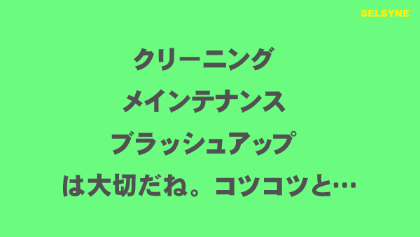 クリーニング、メインテナンス、ブラッシュアップは大切だね。コツコツと・・・