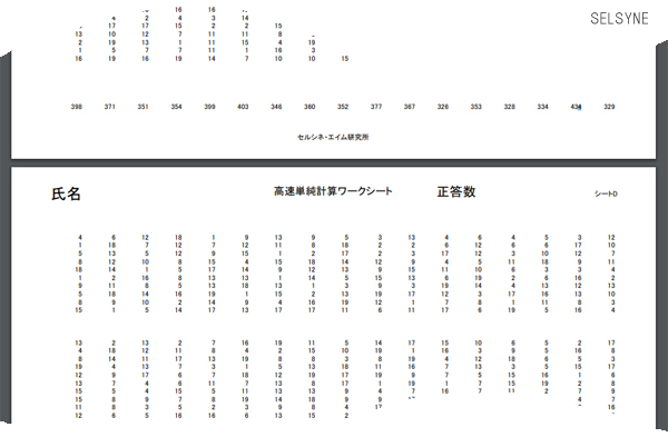 「脳波測定／脳コン解析サービスで用いる資料及びツール」紹介ページに掲載している「高速単純計算ワークシート」に、「シートＤ」を追加してバージョン2にアップしました。