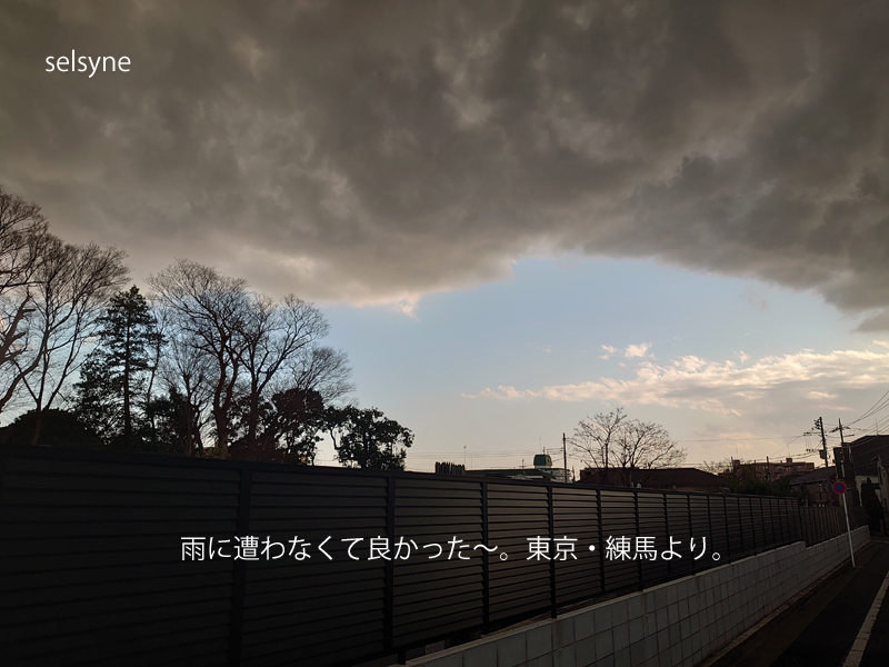 雨に遭わなくて良かった～。東京・練馬より。