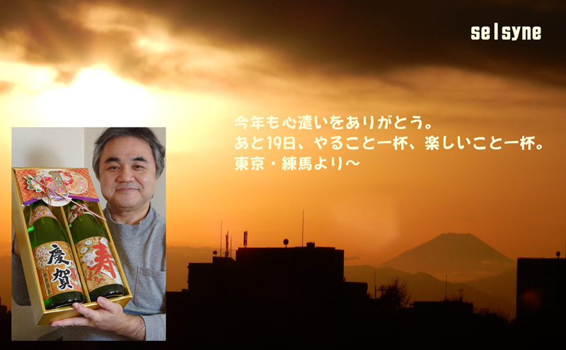 今年も心遣いをありがとう。あと19日、やること一杯、楽しいこと一杯。東京・練馬より～