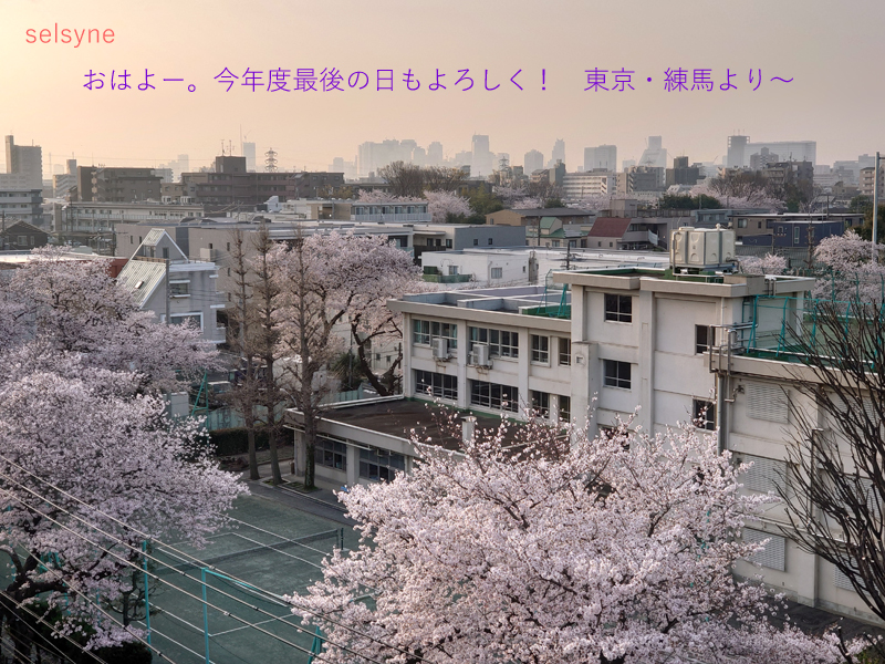 おはよー。今年度最後の日もよろしく！　東京・練馬より～